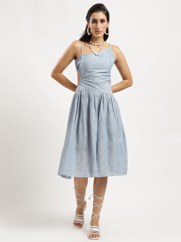 Azure Breeze Linen Dress